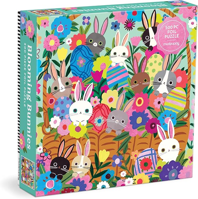 Mudpuppy Blooming Bunnies – 500 Piece Family Jigsaw Puzzle with Colorful and Fun Illustrations of Adorable Bunnies for Children Ages 8 and Up