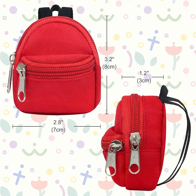 UNICORN ELEMENT 6pcs Doll Backpacks, Mini Zipper School Bags for Dolls, Cute Doll Bags School Supplies Backpack for Doll Accessories