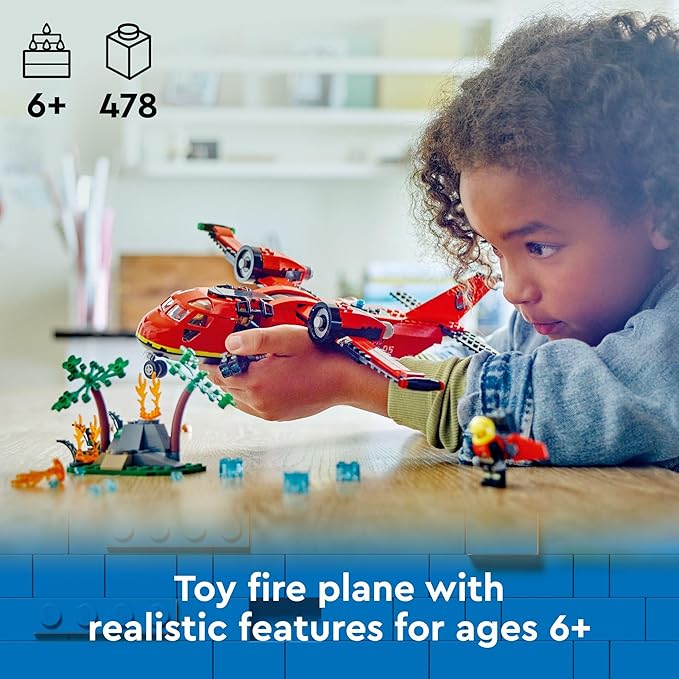 LEGO City Fire Rescue Plane Toy - Building Toy for Boys & Girls, Ages 6+ - Gift for Easter Baskets - Pretend Playset for Kids - W/Working Drop Doors - 60413