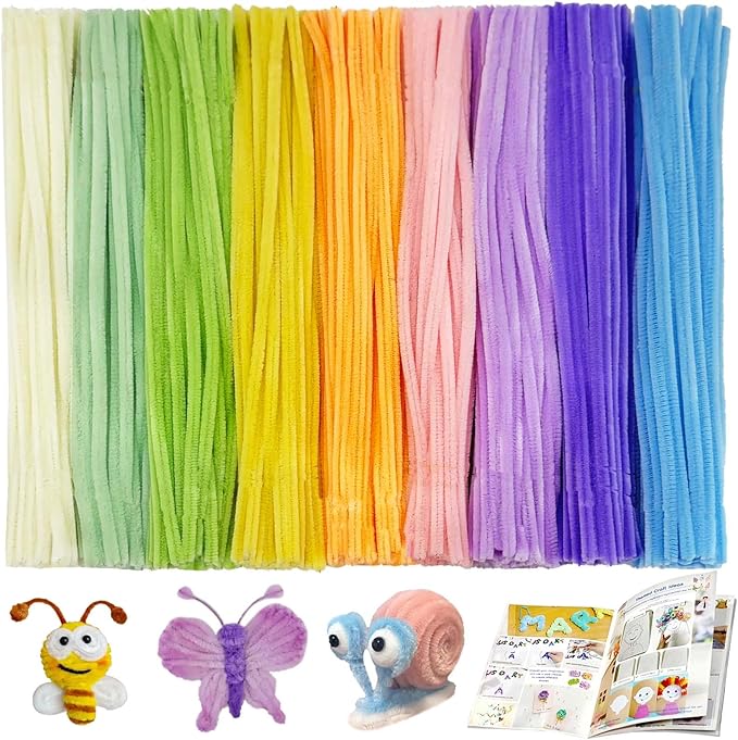 URADIART Pipe Cleaners 450 pcs Assorted Colors Chenille Stems, Pipe Cleaners Crafts, Bulk Pipe Cleaners Craft Supplies for DIY Art Creative School Crafts Decorations (6mm x12 inch) (Macaron)