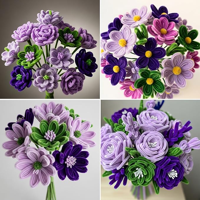Caydo 200 Pieces Purple Pipe Cleaners Craft Chenille Stems for DIY Art Creative Crafts Party Easter Decorations (12 Inch x 6 mm)