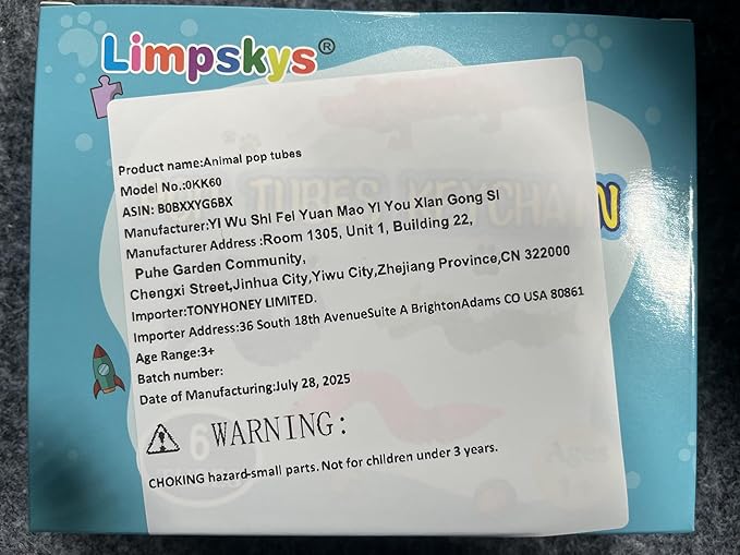Limskys Pop Tubes - Animal Fidget Toys, Sensory Toys for Toddlers 3-4, Party Favors for Kids 3-8