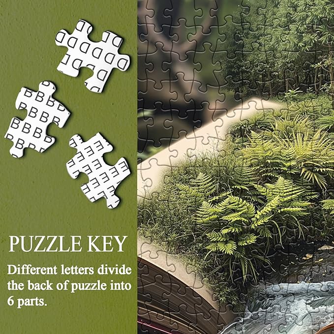 Book Forest Puzzle for Adults 1000 Pieces Nature, Fantasy Plant Jigsaw Puzzle, Cozy Tree River Green Puzzle