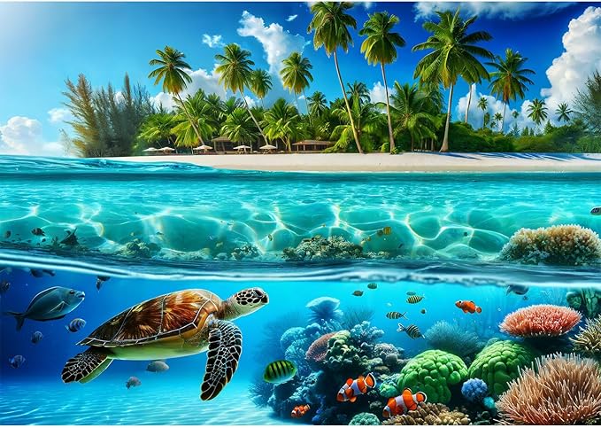 Sutinban Sea Turtle 500 Piece Puzzles for Adults, Coolest Hard Puzzle 500 Pieces, Wave Spirit Hawaii Ocean Jigsaw Puzzles Home Decor Happy Family Game for Adults, 20’’x14.2’’