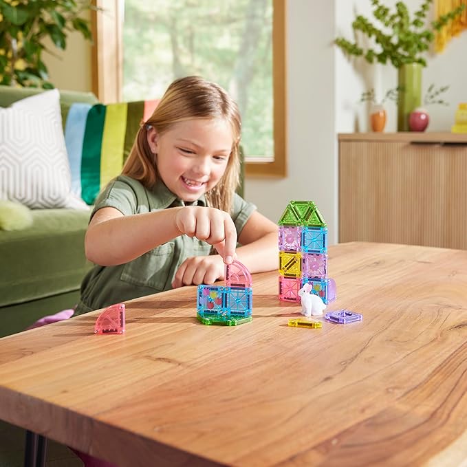 Magna-Tiles microMAGS 24-Piece Spring Garden Travel Set, The Original Magnetic Building Brand