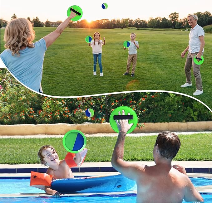 Toss and Catch Ball Set, Paddle Catch Ball and Toss Game for Kids, Great Beach Games/Backyard Games/Outdoor Games for Kids and Family