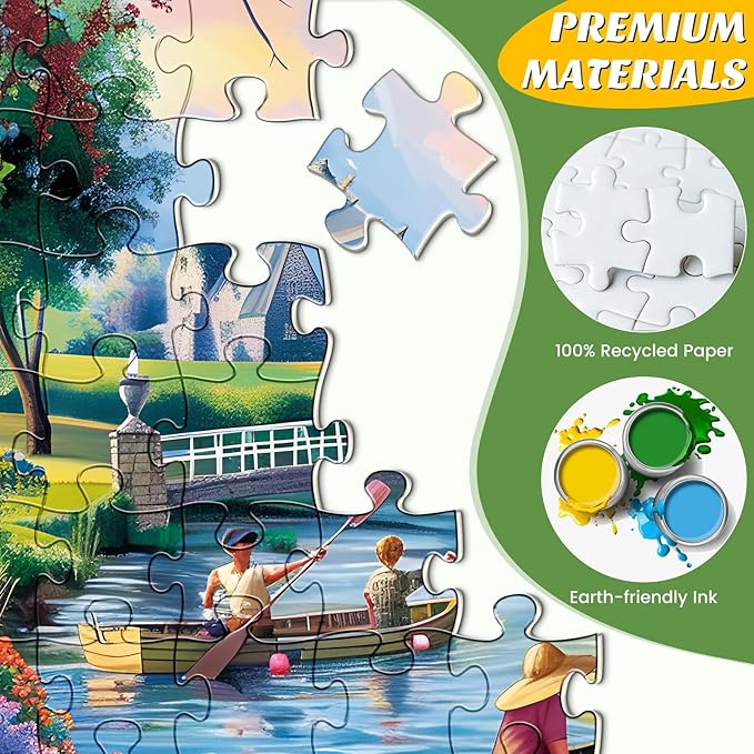 500 Pieces Puzzle for Adults,Waterside Cottage Puzzle,Recycled Cardboard Peaceful Pond Puzzles 500 Pieces,Challenging Game Home Decor Birthday Party Gift for Adults Seniors 20.5 * 15 in