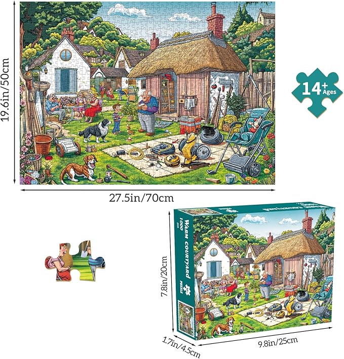 Jigsaw Puzzles for Adults 1000 Pieces, Interlock Perfectly No Dust, Impossible Difficult Hard Fun 1000 Piece Jigsaw Puzzles for Adults-1:1 Poster-Warm Courtyard