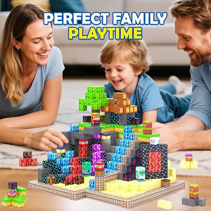 Coodoo Magnetic Blocks, Build Mine Magnet World Set for Kids Ages 4-8, Magnetic Tiles Toddler Outdoor Toy STEM Construction Building Blocks Sensory Toys for Boys & Girls Ages 3+ Kids Games