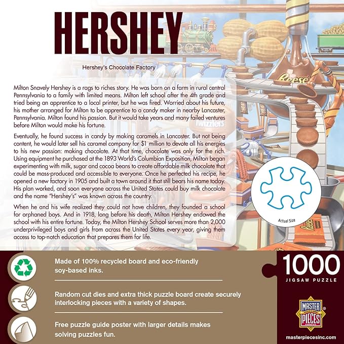 MasterPieces 1000 Piece Jigsaw Puzzle for Adults, Family, Or Youth - Hershey's Chocolate Factory - 19.25"x26.75"