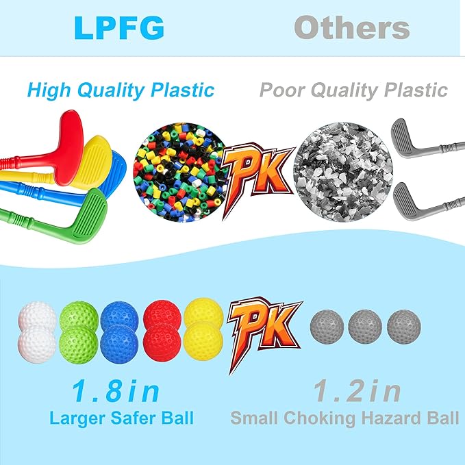 Toddler Golf Set, Kids Golf Set for Ages 1 2 3 4 5 Years Old Boys Girls with 4 Plastic Golf Clubs 10 Balls, Indoor Outdoor Baby Toddler Golf Clubs Set Toy with Cart Birthday Gifts Blue