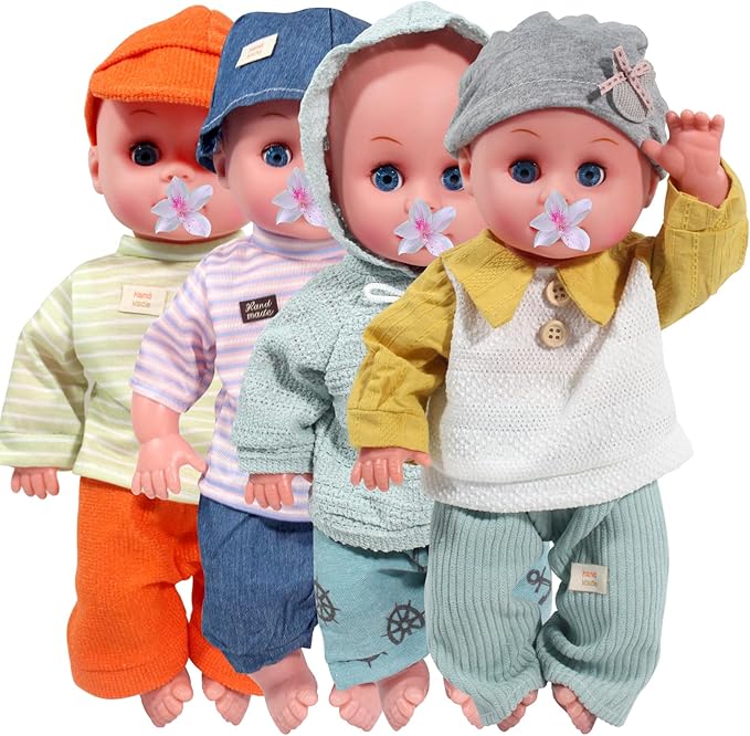 fromeasy Baby Dolls Clothes Boy for 12-16 Inch Dolls, 4 Sets 15 Inch Doll Outfit Accessories