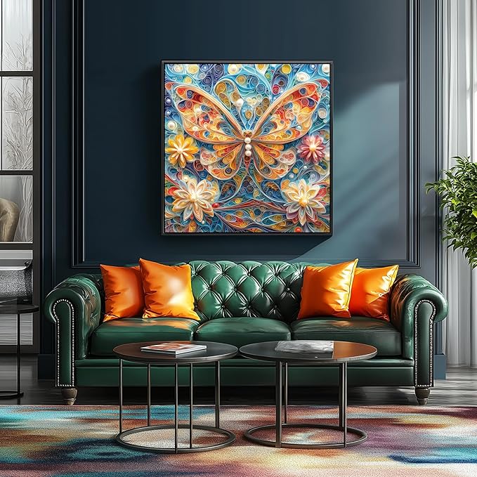 MINIWAN 500 Piece Puzzles for Adults - Quilling Art Butterfly Jigsaw Puzzle, 20x20 Inches Vibrant Floral Large Piece Art Puzzle for Relaxation & Home Decor