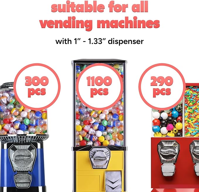 Vending Machine Capsules with Toys - 100 Pcs of 1.1 Inch Tiny Frosty Clear-Colored Acorn Capsules and Mini Racing Car Toys for Kids - Plastic Capsules for Toys Bulk - Easter Basket Stuffers