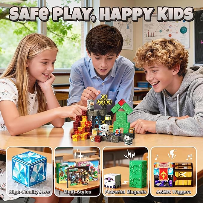 Magnetic Blocks, 100PCS Magnetic Building Blocks for Kids 4-8, Sensory Toy for STEM Constructions Magnetic Cubes for Boys Girls Age 3+, Holiday Birthday Gifts