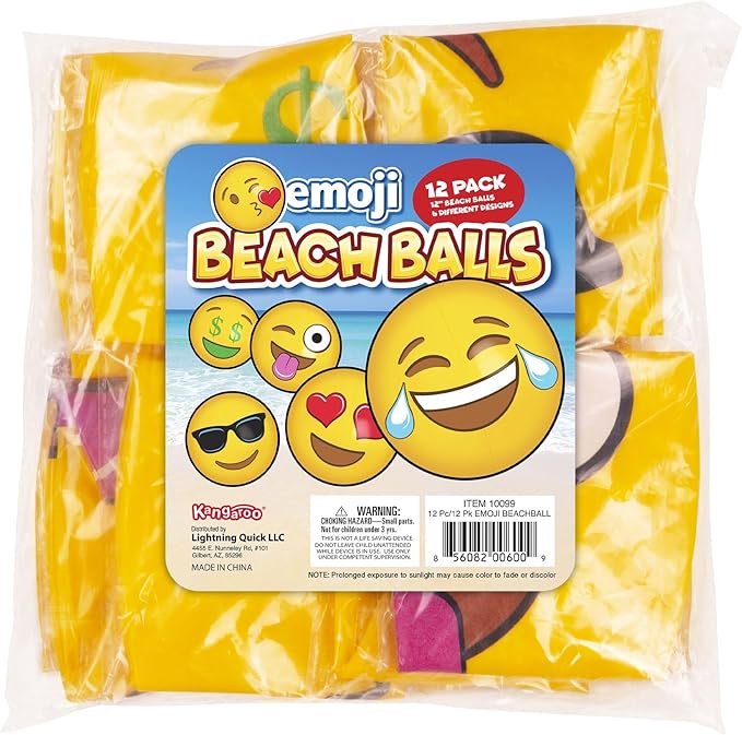Kangaroo 12 Pack Inflatable Beach Balls for Kids & Adults – 12” Colorful Pool Fun Party Favors, Bulk Beach Toys for Swimming Games, Luau, Birthday, Summer Pool Party Decorations Supplies