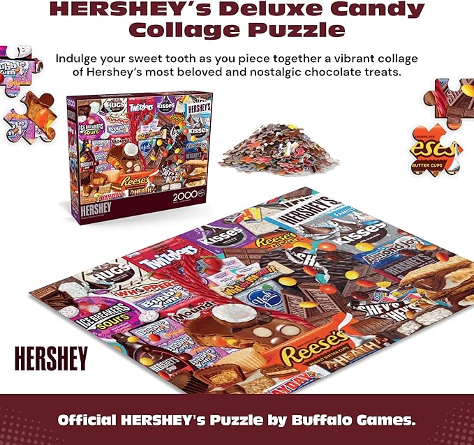 Puzzles for Adults 2000 Pieces – Buffalo Games Deluxe Collage Hershey's Jigsaw Puzzle, Challenging 2000 Piece Puzzle for Adults, Premium Quality with Poster