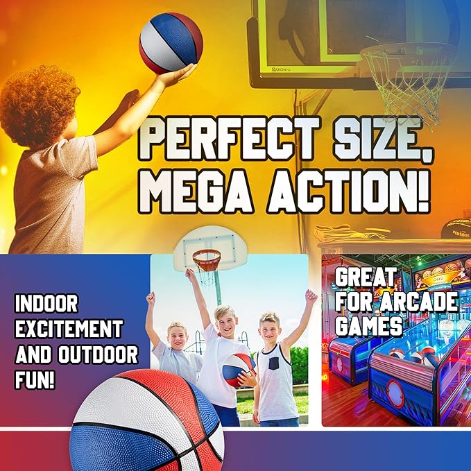 Bedwina Rubber Mini Basketball Balls for Kids 7 Inch, Size 3 Pack of 3 - Pool Basketball for Mini Hoop Outdoor & Indoor