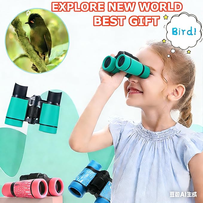 Binoculars for Kids Best Gifts for 3-12 Years Boys Girls High-Resolution Optics Shockproof Mini Kids Binoculars Toys Folding Small Telescope for Bird Watching Camping Outdoor Play