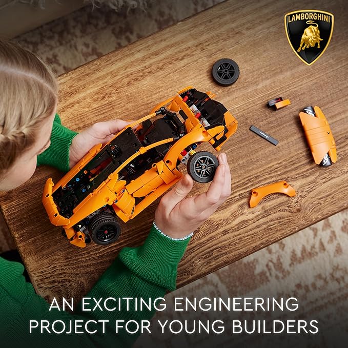 LEGO Technic Lamborghini Huracán Tecnica Orange Toy Cars - Building Toys for Boys & Girls, Ages 9+ - Gift for Easter Basket - Kids Bedroom and Desk Decor - 42196