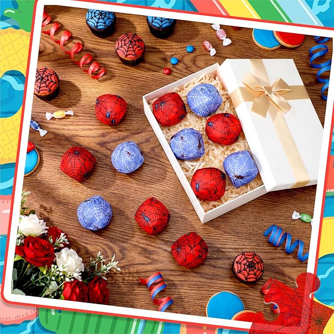 24 Pack Spider Web Party Favors Swimming Pool Balls 2 Inch Reusable Water Balls Bulks Red Blue Cartoon Pool Toys for Kids Beach Party Supplies