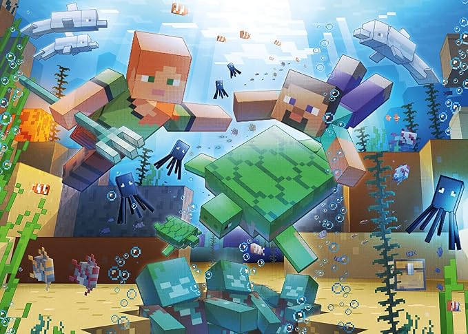 Ravensburger Minecraft Mosaic - 1000 Piece Jigsaw Puzzle for Kids and Adults | Unique Softclick Technology | Vibrant, Glare-Free Imagery | FSC Certified Eco-Friendly Material