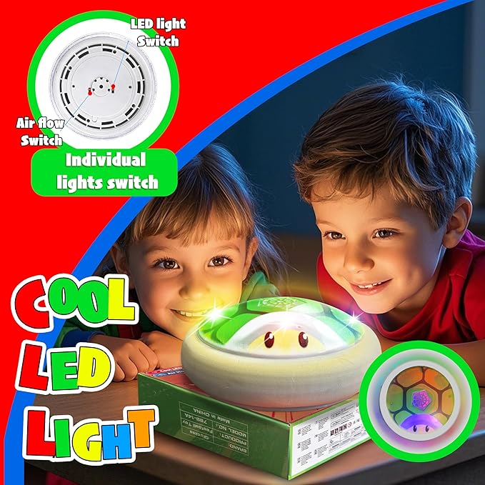 Boys Toys Gifts, Hover Soccer Ball with LED Lights, Indoor Soccer Toys Games, Turtle Shell Toys for Kids Ages 3-12, Kids Boys Christmas Birthday Gifts, Air Floating Ball