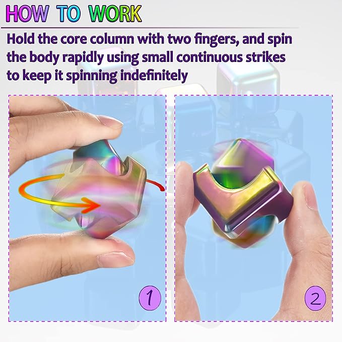 2pc Fidget Spinner Toys Cube Adults, Easter Basket Stuffers for Teens Metal EDC Cool Desk Gadgets Office Toys Small Anxiety Figette Sensory Toy, ADHD Tool Fingears Figet Stress Valentine Gift for Boy