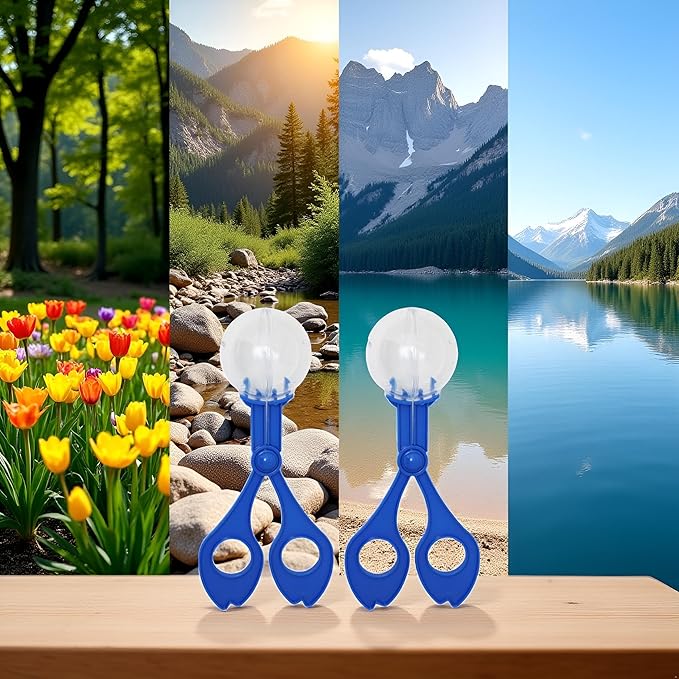 2 Pcs Blue Fine Motor Skill Tool, Scoopers for Teen Nature Exploration ObservationHand-Eye Coordination Plastic Scissor Clamp Small Butterfly Clip, for Sports and Outdoor Play