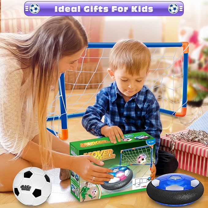 Soccer Ball Toys Game for Kids Age 3 4 5 6 7 8-12, Hover Soccer Ball Set with Hover Soccer Balls, Light-Up Indoor football Balls and 2 Goals, Christmas Birthday Gifts for Boy Girl 3-5 6-8 Year Old