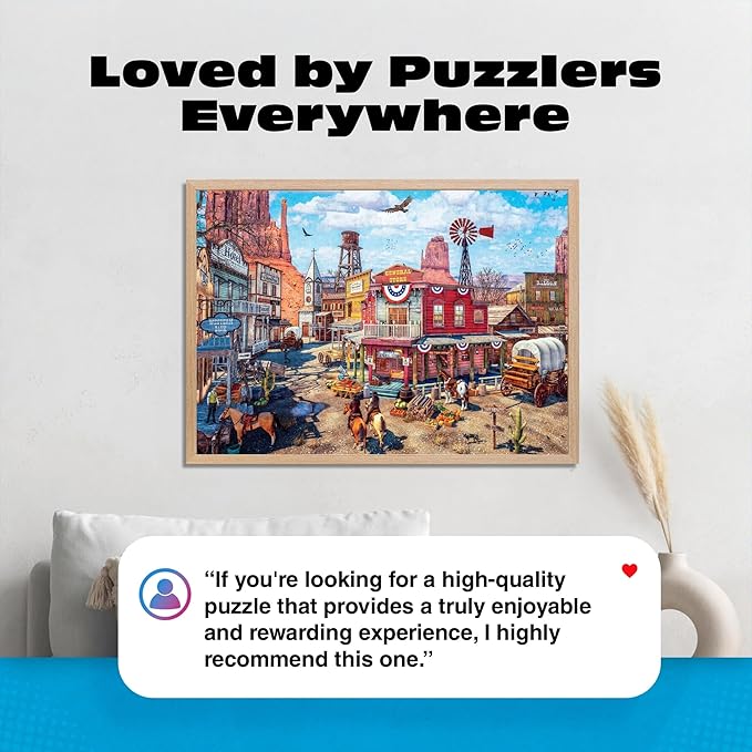Buffalo Games Old Western Town - Dominic Davison - 500 Piece Jigsaw Puzzle for Adults - Challenging Vintage Western Art with Bonus Diagram - Country Life Collection - Made in the USA