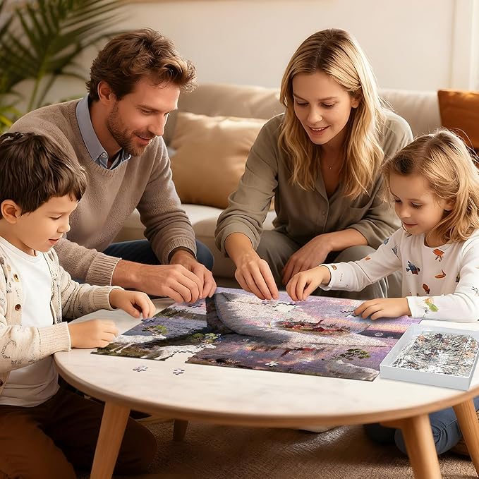 Puzzles for Adults 1000 Pieces Puzzle with Letters on Back Jigsaw Puzzle Nature Landscape Day and Dream Colorful Family Puzzle Decoration Challenging Puzzles (27.56x19.7 Inch)