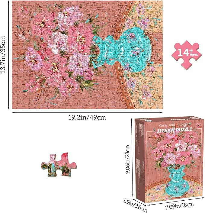 Puzzles for Adults 500 Pieces, Jigsaw Puzzle for Adults, Fun Challenging Family Puzzle, Vase with Fresh Flowers Puzzles, Interlock Perfectly No Dust, Gifts for Easter Parents Father's Day