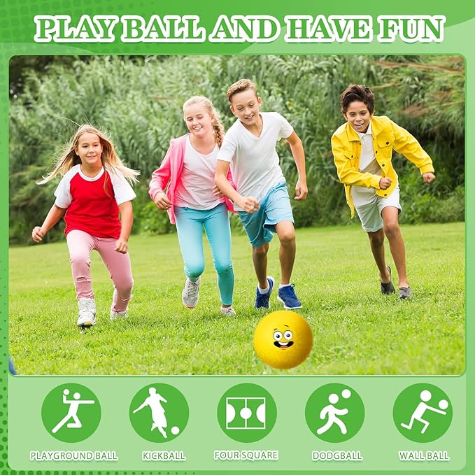 Jerify 30 Pcs Dodgeballs Playground Balls Bulk Colorful Emotion Handball Kickball Bouncy Balls for Indoor Outdoor Games Gym Camps Picnic Beach School