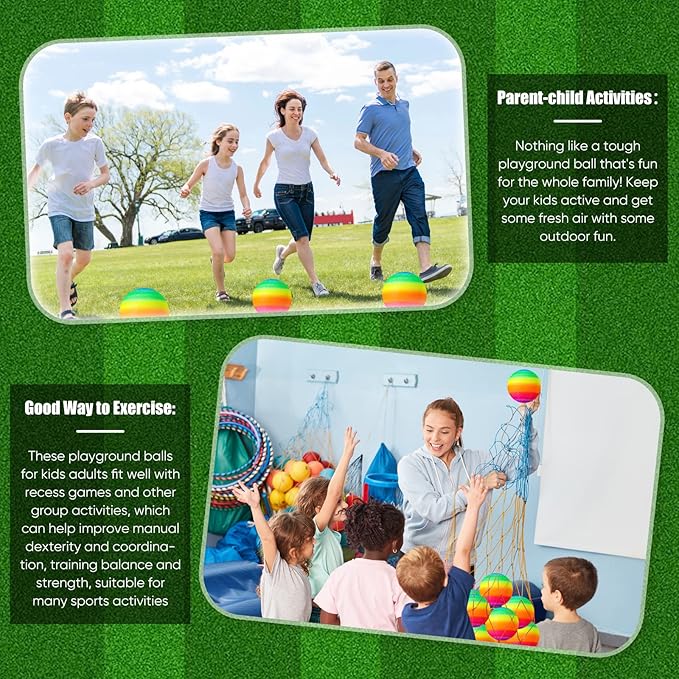 Hanaive 6 Pcs Kickballs 10 Inch Playground Ball Rubber Inflatable Dodgeball with Pump and Storage Bag Bouncy Kickball for Adults Sports Outdoor Activities(Rainbow)