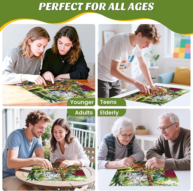 500 Pieces Puzzle for Adults,Birds and Flowers Puzzle,Recycled Cardboard House,Tree,Landscape Puzzles 500 Piece,Challenging Game Home Decor Birthday Party Gift Toy for Adults Seniors 20.5 * 15 in