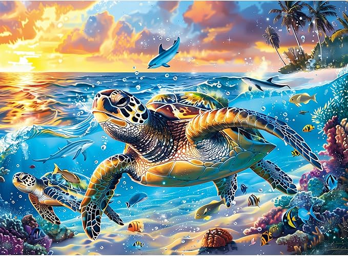 500 Piece Puzzle for Adults-Sea Turtle Puzzle| Recycled Cardboard Jigsaw Puzzles 500 Pieces | Challenging Family Activity Great Gift Idea for Family Friends | Difficult Puzzles Size 20.5X 15 inches