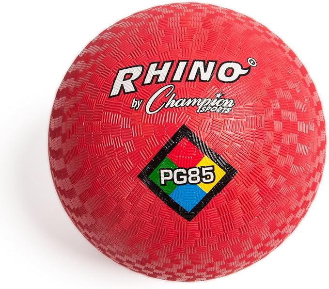 Champion Sports Rhino Playground Ball Set, 8.5"D -Two-Ply, Nylon Wound - Set of 6 Colors With Bag and Pump