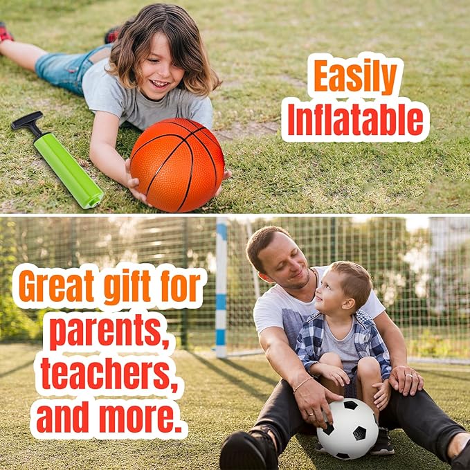 New Bounce Soft Sports Balls for Toddlers - Set of 3 5" Balls; Basketball, Football, and Soccer - Outdoor Playground Mini PVC Balls