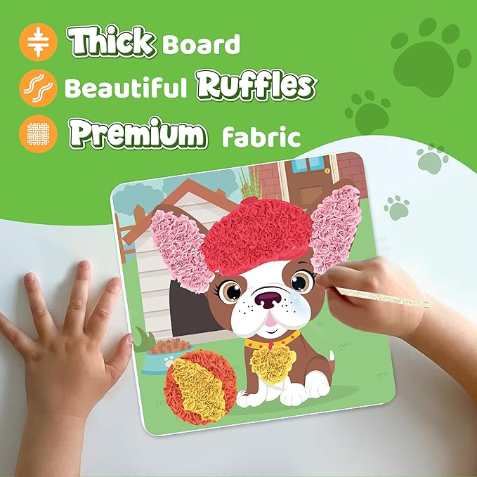 jackinthebox Poke Poke Art – Pets Theme, Mess-Free Fabric Art and Craft, Flower Pressing Kits, Gift for Kids, Girl Gifts, Boy Gift, Easter Gifts for Girls and Boys Ages 4 5 6 7 8