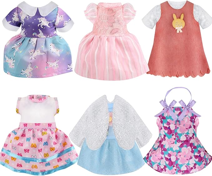 Alive Girl Baby Clothes - 6 Sets 12 Inch Baby Dolls Dress Accessories Include unicorrn Skirt Snow White Dresses Swimsuit Outfits, 12 Inch Doll Clothing for Girls Birthday Xmas Gift