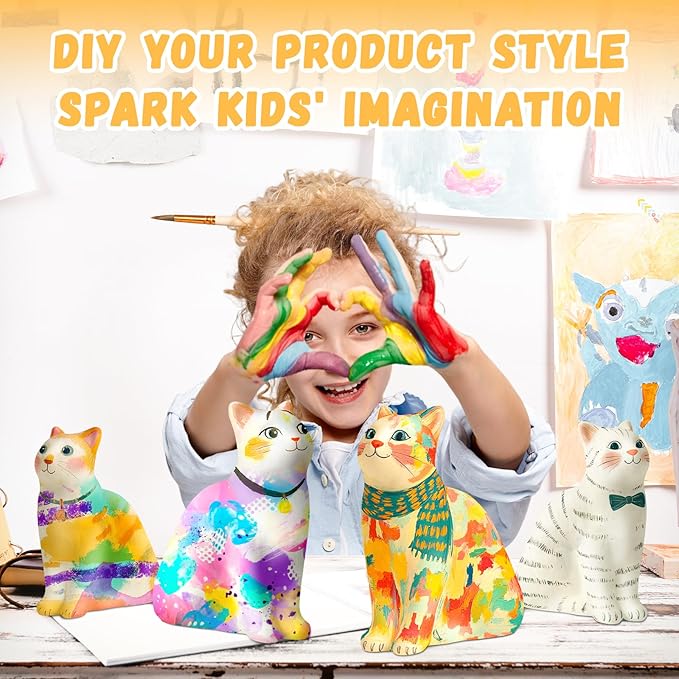 Paint Your Own Cat Lamp Kit, Arts and Crafts for Kids Ages 8-12, Arts and Crafts for Kids 4-6, DIY Cat Gifts for 10 Year Old Girl, Art Supplies for Teens Girls Boys Birthday Ages 3 4 5 6 7 8 9 10 11+