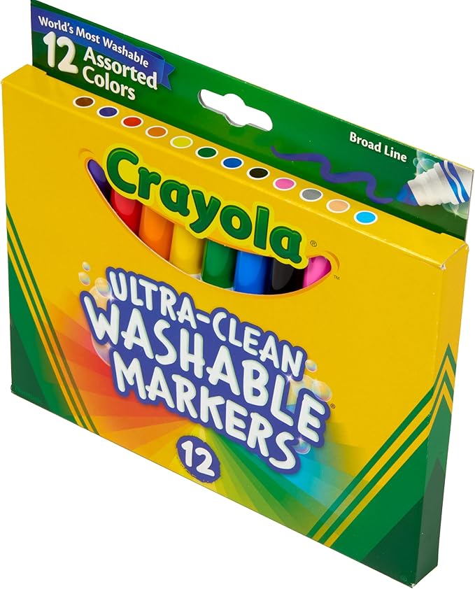 Crayola Broad Line Markers,Washable Markers for Kids,Assorted Colors,Arts & Crafts Supplies,For Coloring Books & Art Projects,Ages 3+,12 Count (Pack of 2)