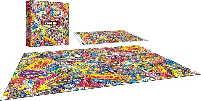 RoseArt - Snack Assortment - Tootsie Mega Mix 500 Piece Jigsaw Puzzle for Adults, Candy Collage Design - Finished Size 24 x 18 - Made in USA