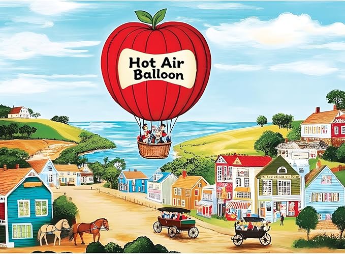 500 Piece Puzzles for Adults, Hot Air Balloon 500 Piece Puzzle, Charming Colorful Houses Jigsaw Puzzles, Relaxing Gifts for Adults, Seniors, Finished Size 20.5” x 15”