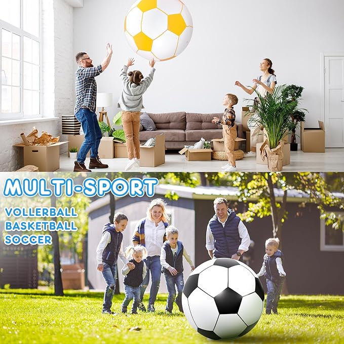 Lewtemi 2 Pcs 40 Inch Giant Inflatable Soccer Ball Large Huge Beach Balloons Oversized Football Sport Birthday Party Decoration Favor Gift Pool Supplies for Outdoor Piñata Activity