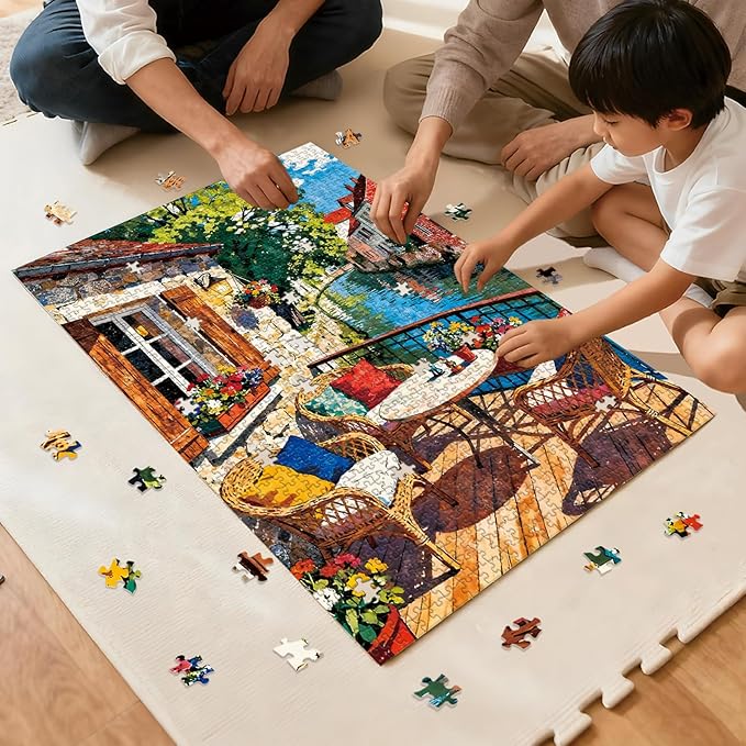 Puzzle for Adults 1000 Pieces, Riverside Scenery Puzzle, Challening Impossible Difficult Hard Fun 1000 Pieces Jigsaw Puzzles for Adults