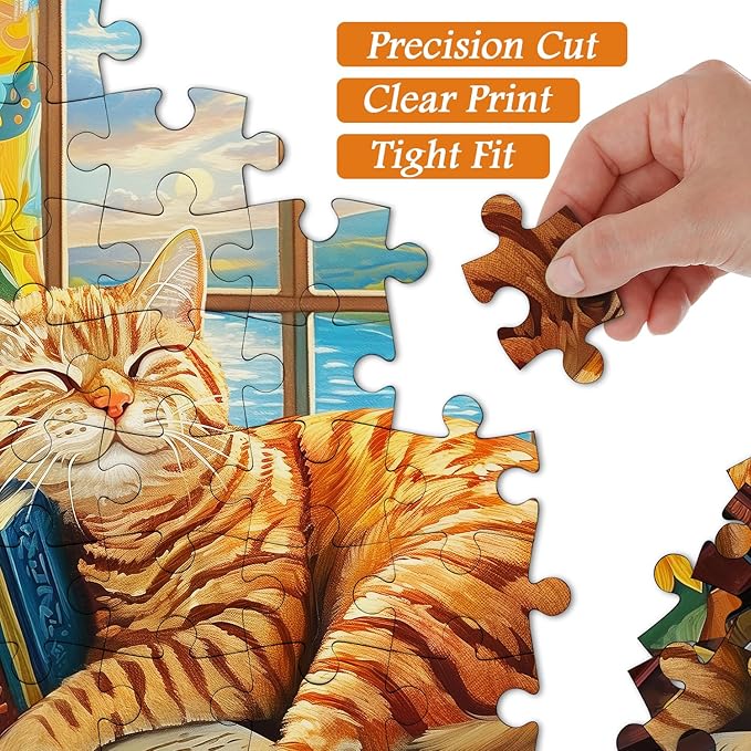 Cat Puzzles for Adults 1000 Pieces, PICKFORU Animal Kitten Jigsaw Puzzles Funny Sleep Kitty, Difficult Unique Book Puzzle for Cat Lovers