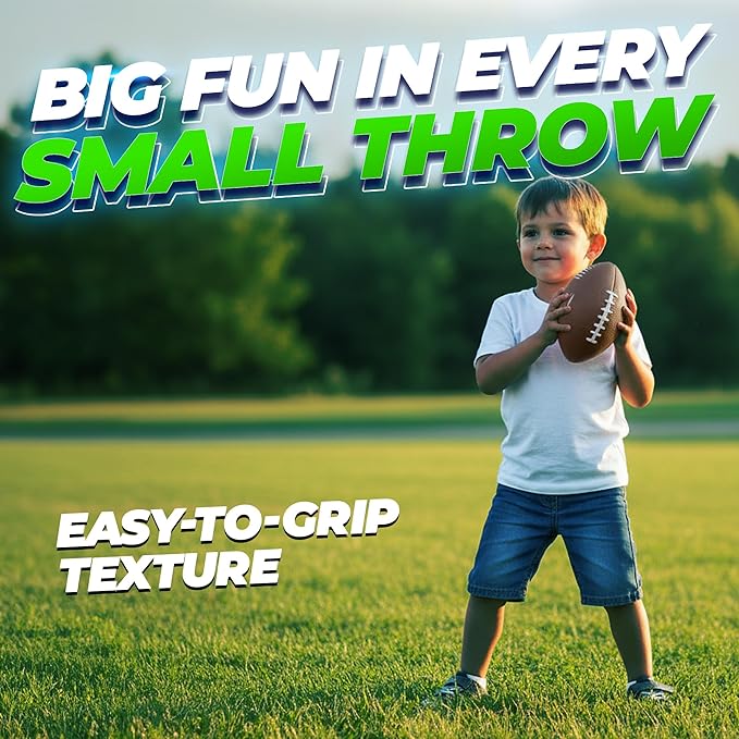 7.25" Mini Foam Football for Kids & Toddlers - Easy Grip Small Youth Sports Ball - Soft Foam Footballs for Little Hands, Indoor & Outdoor Sports Play - Toy Gift for Boys & Girls