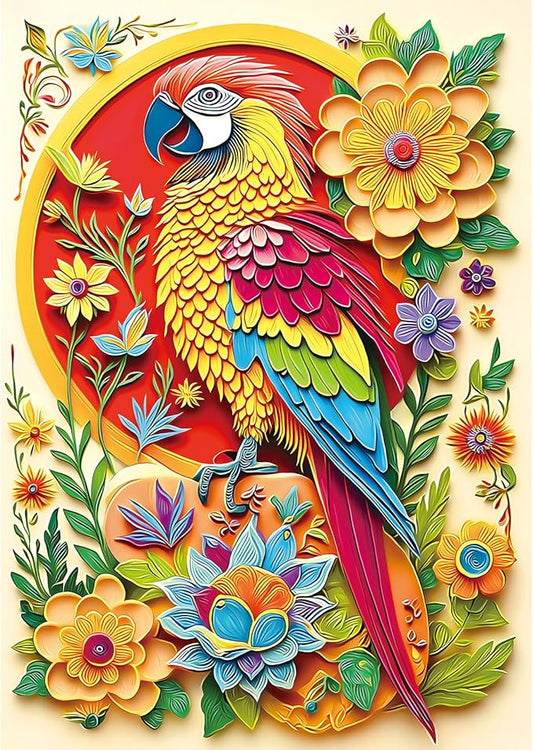 1000 Piece Puzzle for Adults, Colorful Parrot & Floral Design Art Jigsaw Puzzle for Adults with Letters on Back, Challenging and Fun Animal, 27.5" x 19.7"
